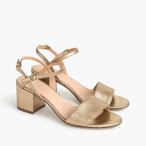 J. Crew Gold Strappy Block Heels